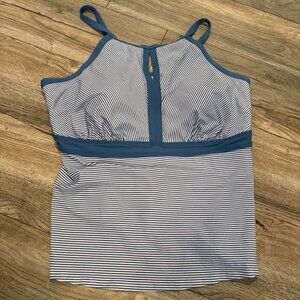 LANDS END BLUE STRIPE 22W TANKINI TOP BATHING SUIT